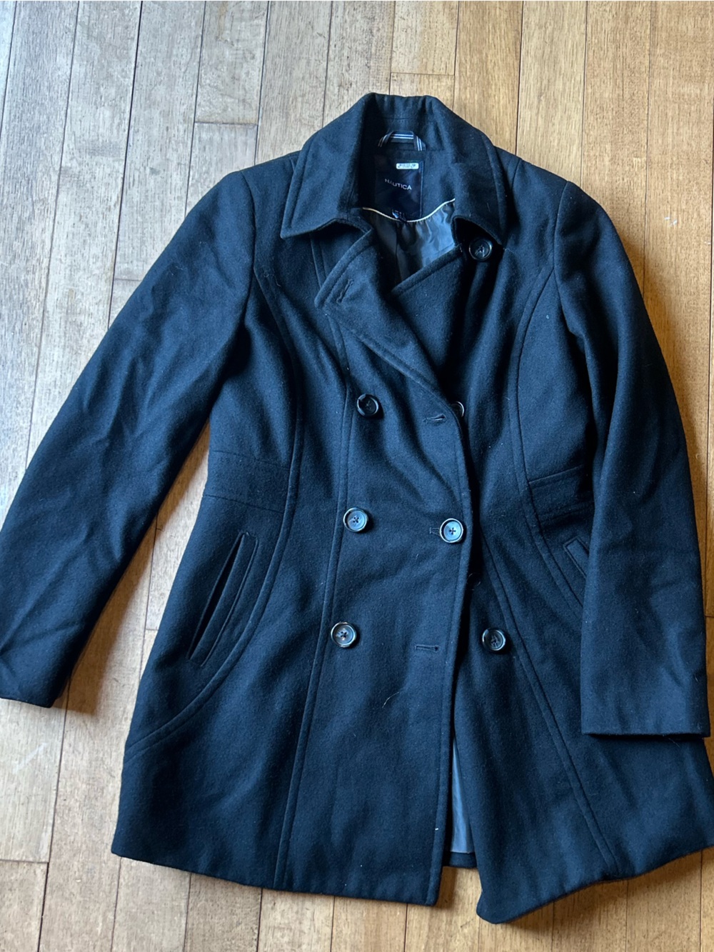 Nautica Black Wool-Blend Coat